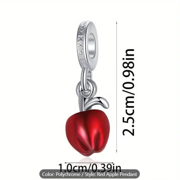 Beautiful Silverplated Rhinestone embellished Apple charm pendant - Picture 2 of 3